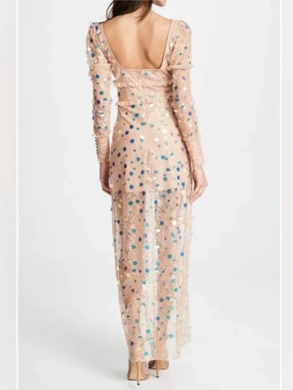 NWT For Love & Lemons Ace Sequin Lace Maxi Dress | Large - Picture 2 of 13